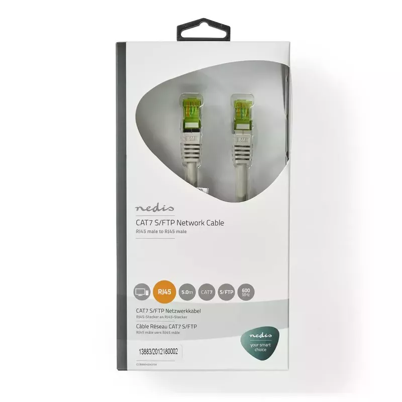 Nedis CCBW85420GY50 networking cable Grey 5 m Cat7 S/FTP