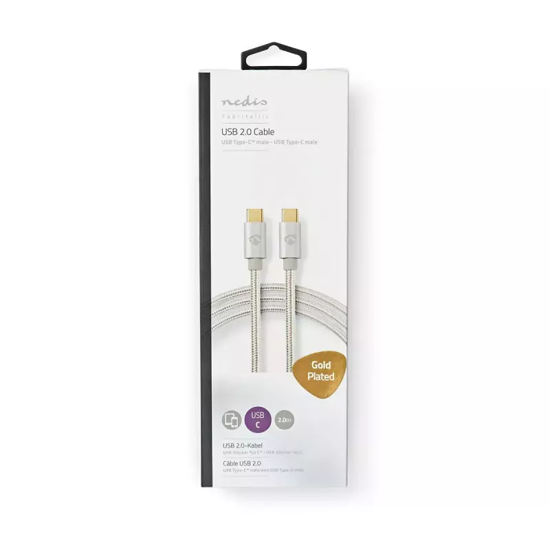 USB cable Nedis CCTB60700AL20 2m USB C Aluminium USB 2.0
