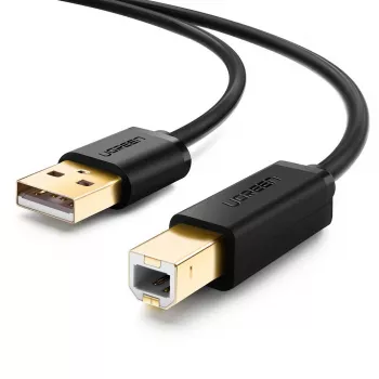 USB 2.0 cable UGREEN 10350 — USB A to USB B, 1.5 m, gold-plated contacts, black