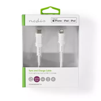 Lightning Cable Nedis CCGW39650WT10 1m White USB C