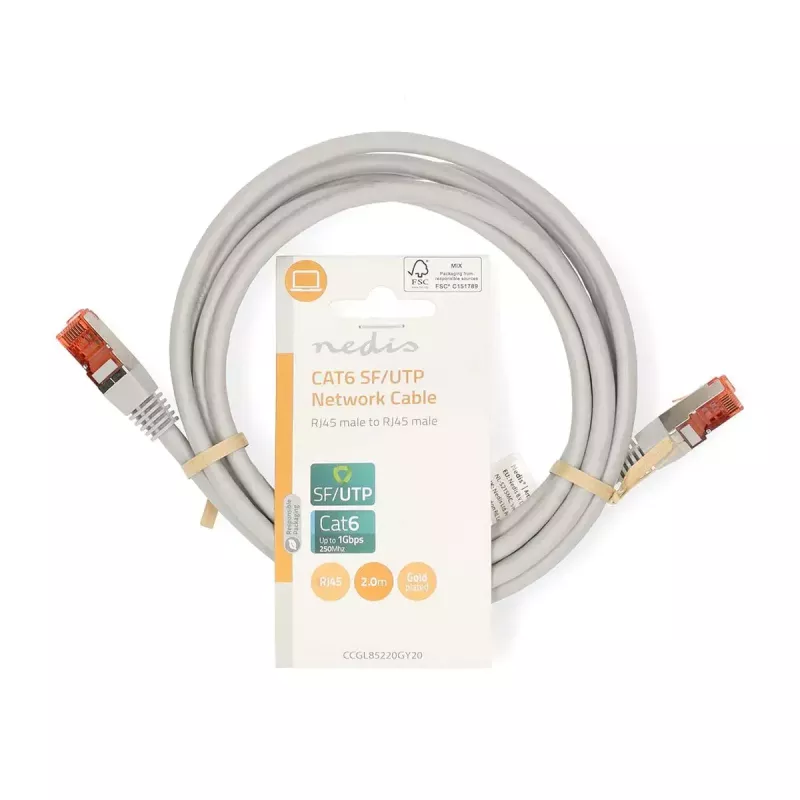 Networking cable Nedis CCGL85220GY20 RJ-45 Cat6 2 m Grey
