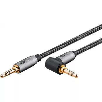 Audio cable Goobay (WENTRONIC) 3.5mm TRS–3.5mm TRS, 1 m, AWG28, gold-plated, magnetically shielded, black/silver