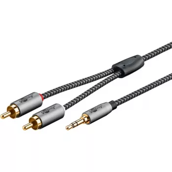 Audio cable WENTRONIC Goobay 65289 — 3 m, 3.5 mm male to 2×RCA male, copper, gold-plated contacts