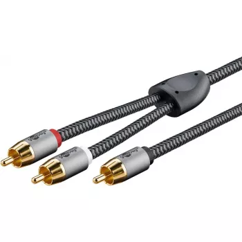 Audio cable WENTRONIC Goobay 65301 — 3 m, 2×RCA to RCA, copper conductors, gold-plated contacts, magnetically shielded