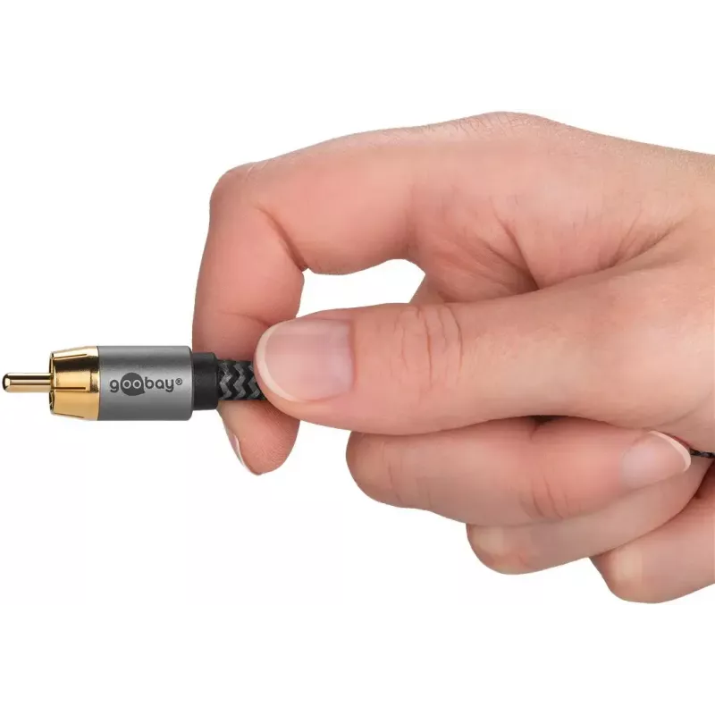 RCA audio cable WENTRONIC Goobay 65302 — 2xRCA to RCA, 5 m, copper, gold-plated contacts, magnetically shielded