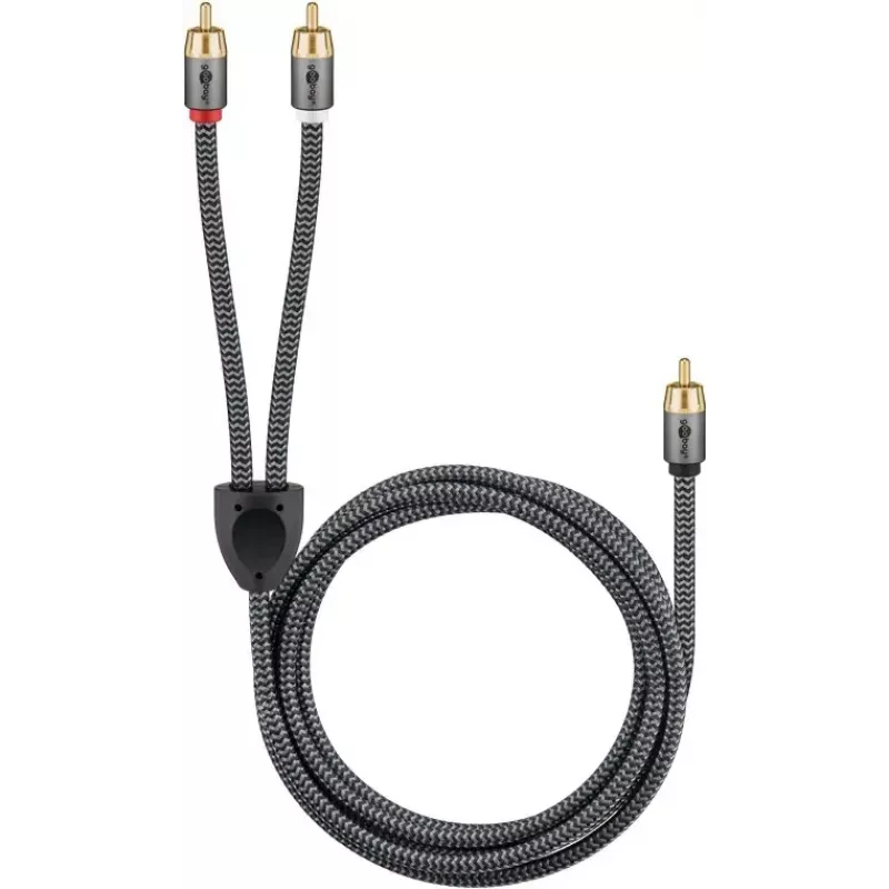 RCA audio cable WENTRONIC Goobay 65302 — 2xRCA to RCA, 5 m, copper, gold-plated contacts, magnetically shielded