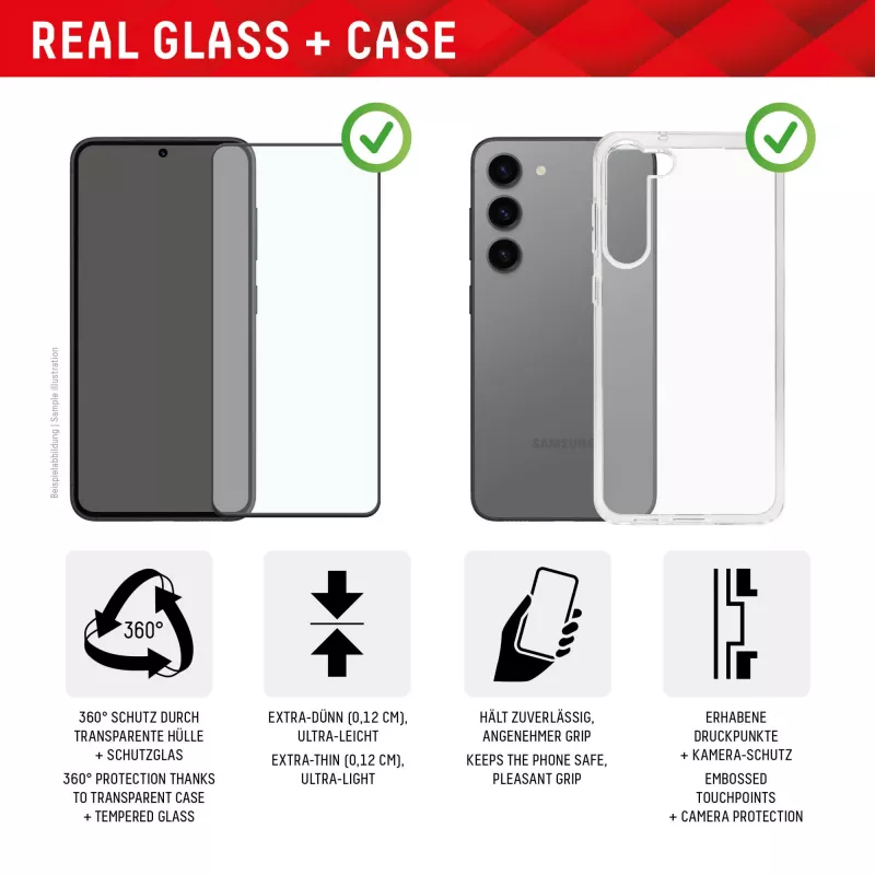 Displex Screen Protector + Case for Samsung Galaxy S24 Ultra, Eco Mounting Frame, Full Cover