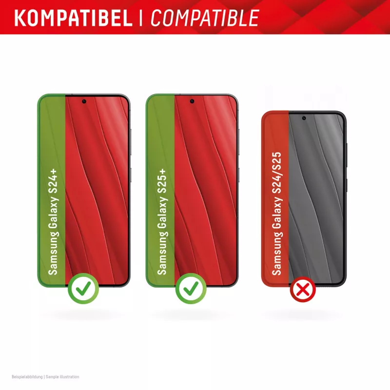 Displex Smart Glass (9H) for Samsung Galaxy S24+/S25+, Mounting Sticker, unbreakable