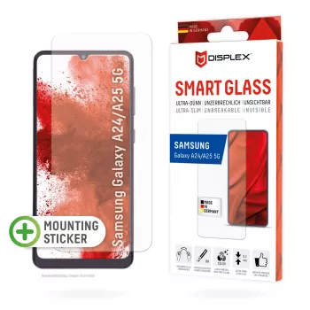 Displex Smart Glass (9H) for Samsung Galaxy A24/A25 5G, Mounting Sticker, unbreakable