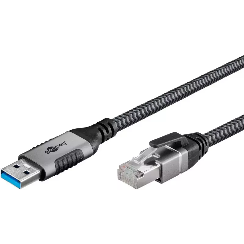 Goobay Cable Gender Changer USB A RJ-45 15m Black Silver