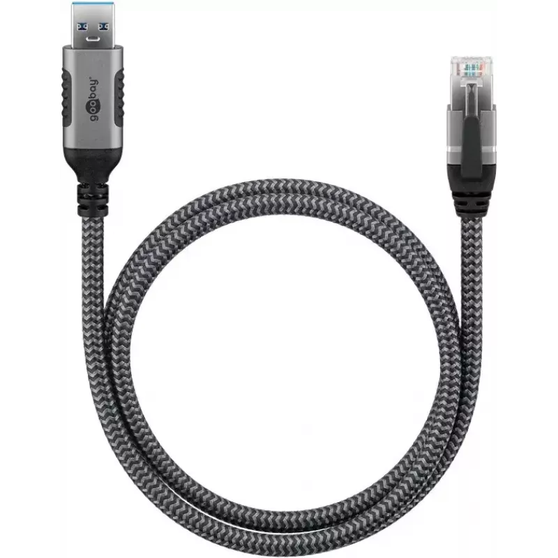 Goobay Cable Gender Changer USB A RJ-45 15m Black Silver