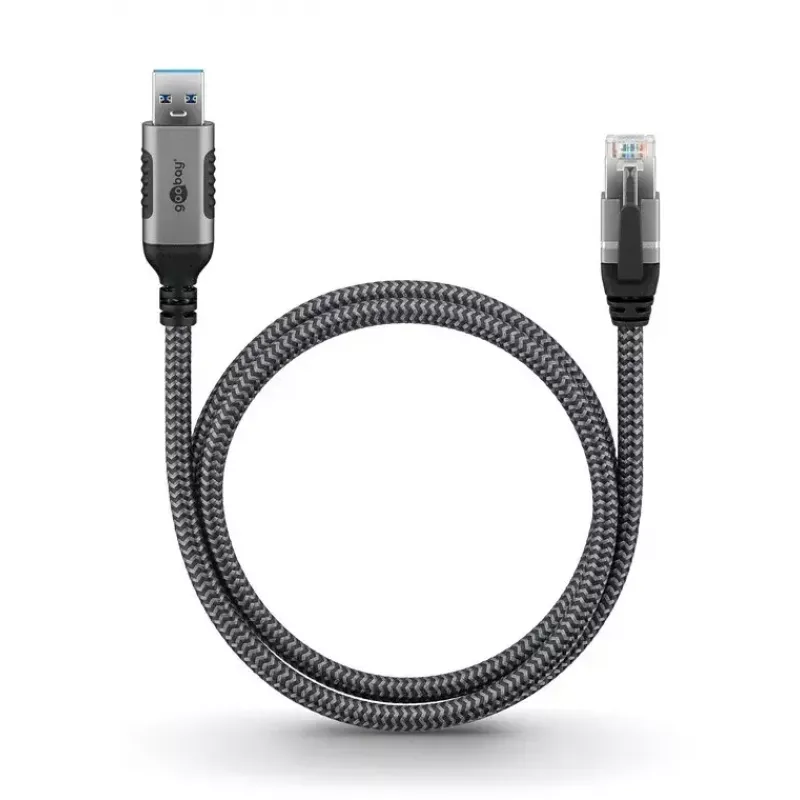 Goobay Cable Gender Changer USB A RJ-45 15m Black Silver