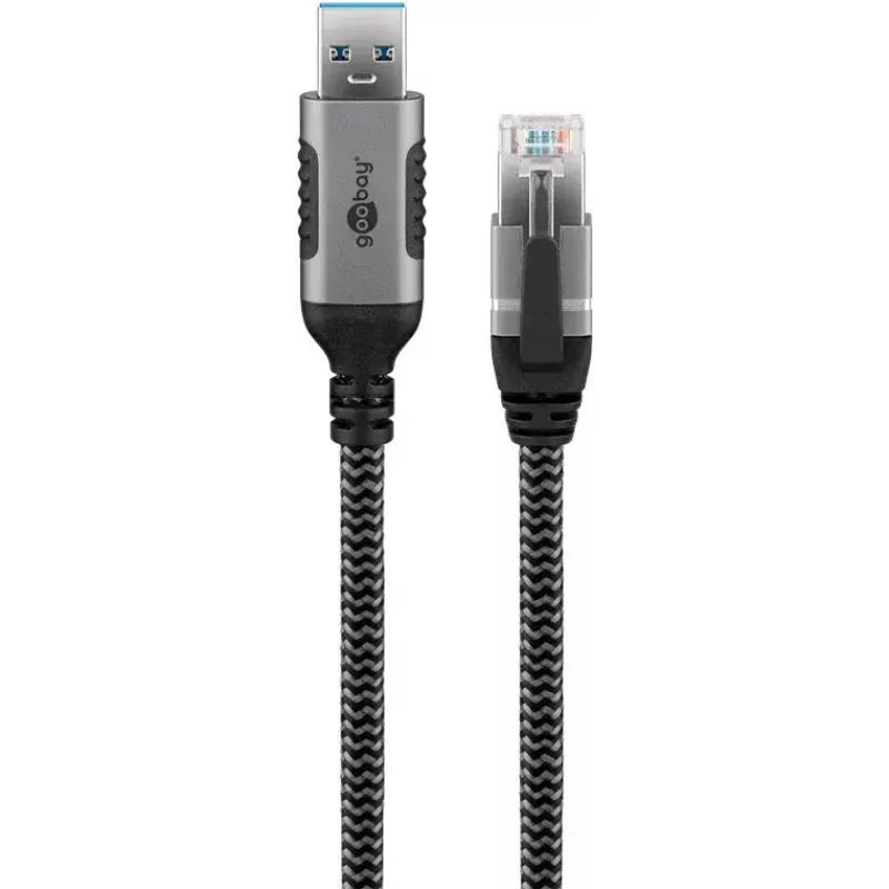 Goobay Cable Gender Changer USB A RJ-45 15m Black Silver