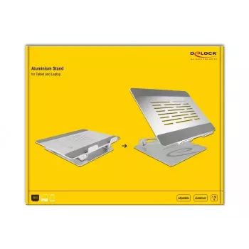 Laptop Stand DeLOCK 18414 Adjustable Aluminium Width 280mm Depth 230mm Height 40mm
