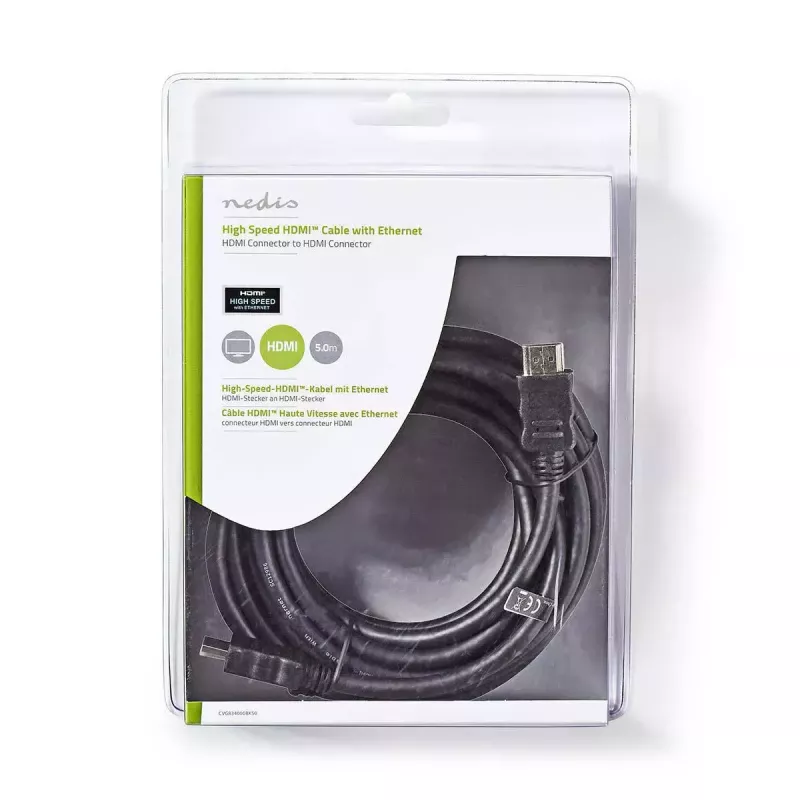 HDMI cable Nedis CVGB34000BK50 5m HDMI Type A Male to Male 10.2 Gbit/s
