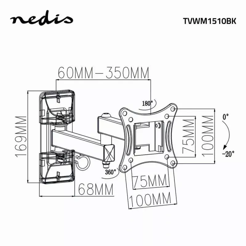 TV mount Nedis TVWM1510BK 68.6 cm 27 inch Black 15 kg
