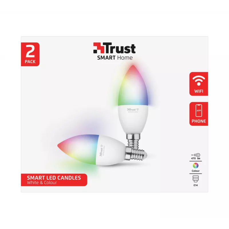Smart bulb TRUST 71293 — Wi‑Fi smart light, white, AC, 37×100 mm, pack of 2