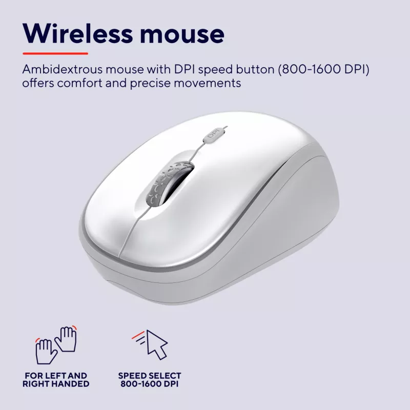 Trust Ody II keyboard Mouse included Home/Office RF Wireless German White