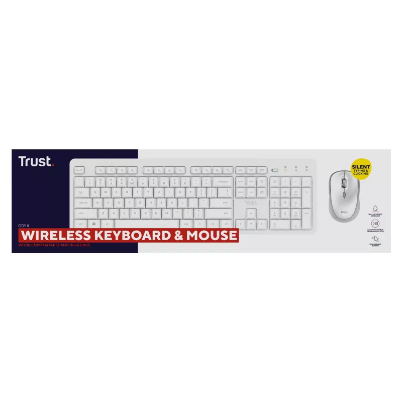 Trust Ody II keyboard Mouse included Home/Office RF Wireless German White