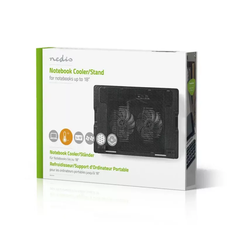 Laptop cooling pad Nedis NBCR200BK 2 fans 14 cm Black