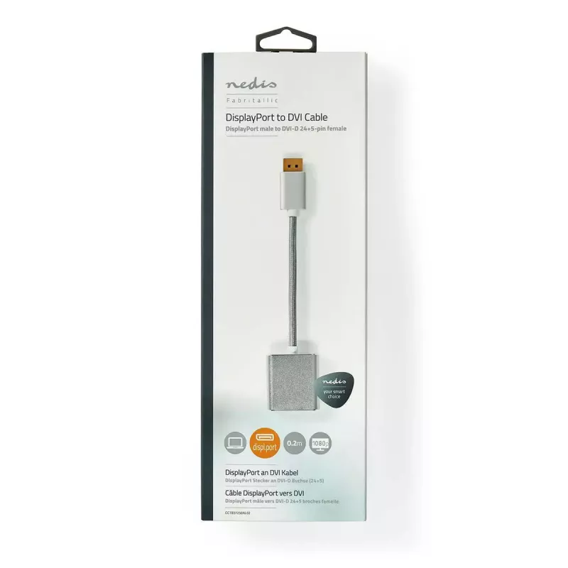 Nedis CCTB37250AL02 video cable adapter 0.2 m DisplayPort DVI-D Silver