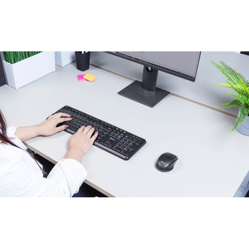 Trust TKM-350 keyboard Mouse included Office RF Wireless QWERTZ German Black