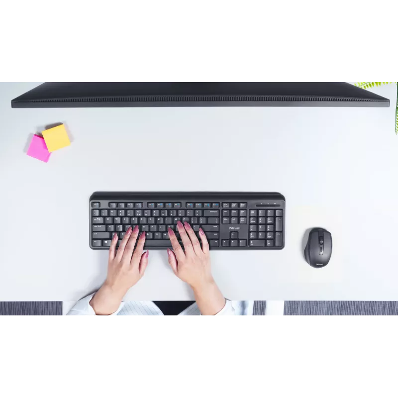 Trust TKM-350 keyboard Mouse included Office RF Wireless QWERTZ German Black