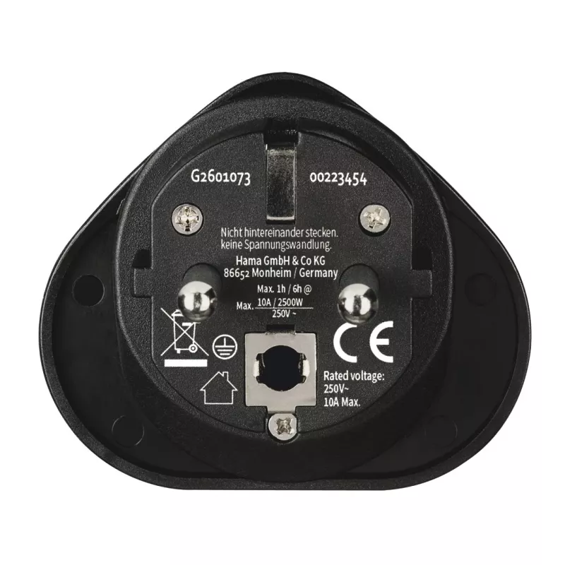 Hama 00223454 power plug adapter Type E/F hybrid Universal Black