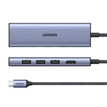 USB Type-C hub UGREEN 20956A with HDMI and USB 3.0, 5 Gbps, 4K 3840x2160, Silver