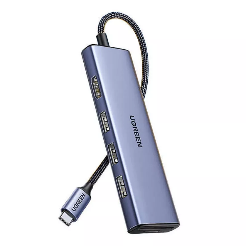 USB Type-C hub UGREEN 20956A with HDMI and USB 3.0, 5 Gbps, 4K 3840x2160, Silver