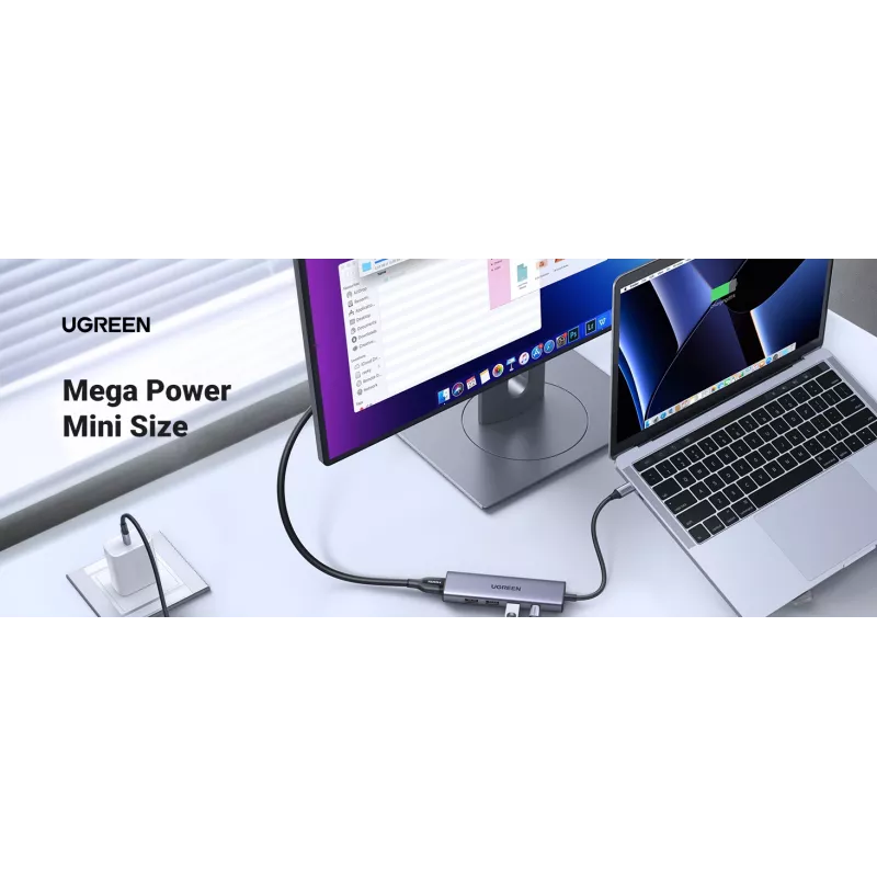 USB Type-C hub UGREEN 20956A with HDMI and USB 3.0, 5 Gbps, 4K 3840x2160, Silver