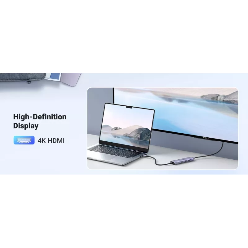 USB Type-C hub UGREEN 20956A with HDMI and USB 3.0, 5 Gbps, 4K 3840x2160, Silver