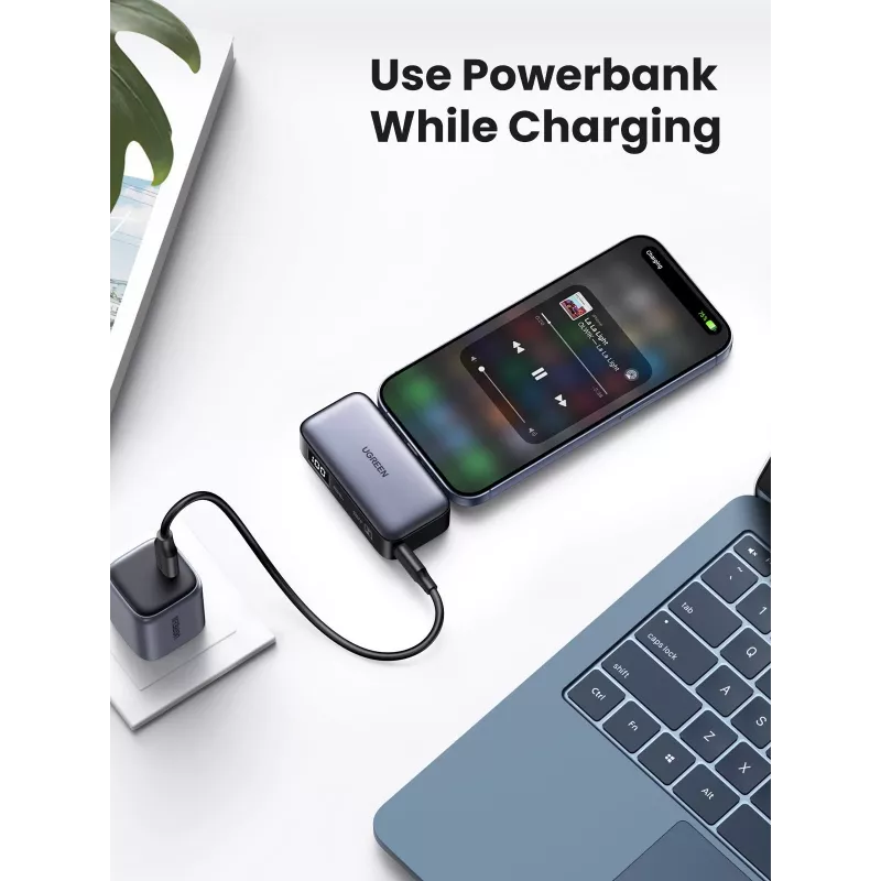 Power bank UGREEN 35338, 5000 mAh, grey, portable battery for smartphone, single‑device output