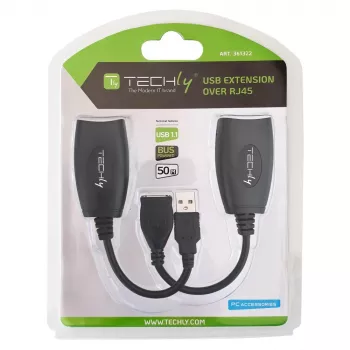 Techly IUSB-EXTENDTY5 cable gender changer USB RJ-45 Black