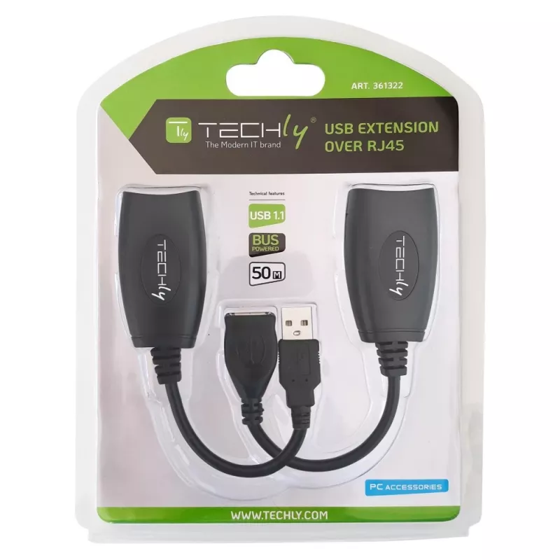 Techly IUSB-EXTENDTY5 cable gender changer USB RJ-45 Black