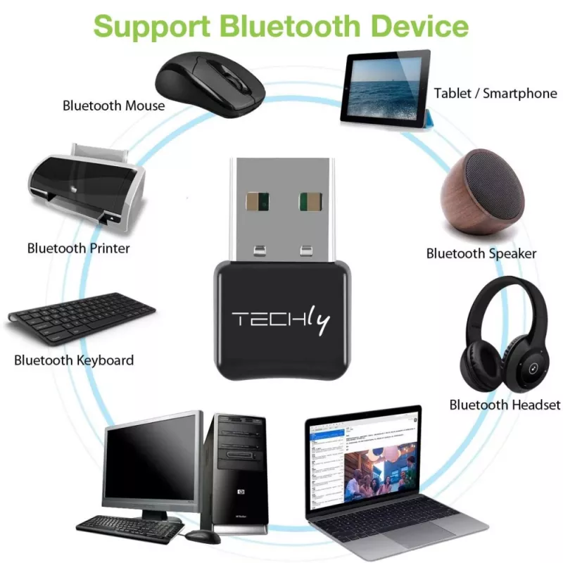 Techly IDATA USB-BLT5 USB Bluetooth 5.0 Adapter, Black