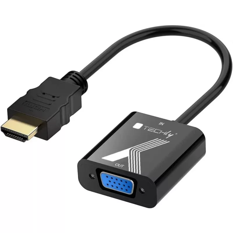 Techly Cable Adapter Converter HDMI to VGA Black 0.1m 1920x1200 60Hz