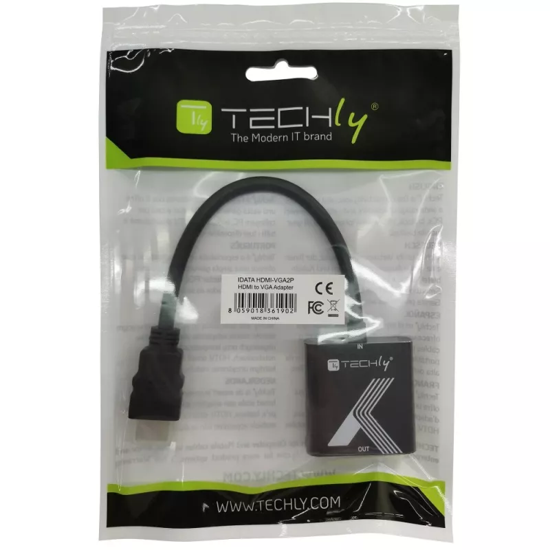 Techly Cable Adapter Converter HDMI to VGA Black 0.1m 1920x1200 60Hz