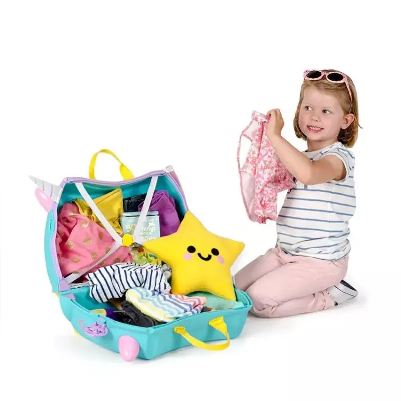 Suitcase Trunki Una the Unicorn 4 wheels 18L Pink Turquoise Yellow