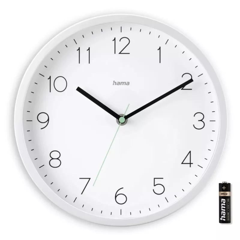 Wall clock HAMA Menorca, analog, Ø 25 cm, white