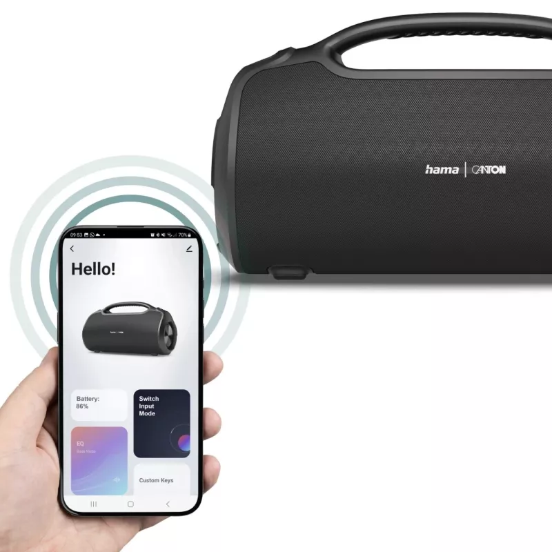 Party speaker HAMA UltiMate Pro 120 W, wireless Bluetooth, waterproof, built-in battery, USB-C charging