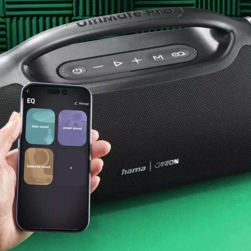 Party speaker HAMA UltiMate Pro 120 W, wireless Bluetooth, waterproof, built-in battery, USB-C charging