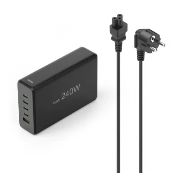 Charging station HAMA 201977, 240W total, 4× USB-C, 1× USB-A, black