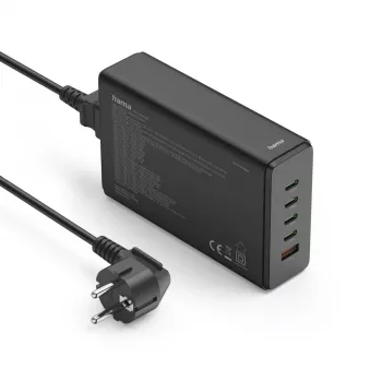 Charging station HAMA 201977, 240W total, 4× USB-C, 1× USB-A, black
