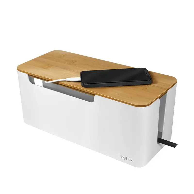 Power extension cover LogiLink KAB0075 Bamboo lid White