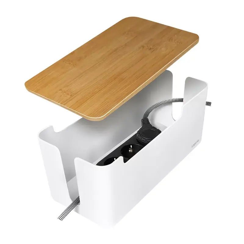 Power extension cover LogiLink KAB0075 Bamboo lid White