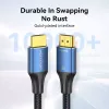 HDMI cable Vention 8K 48Gbps HDMI 2.1 Cotton Braided Male-to-Male 1 m Blue Aluminum