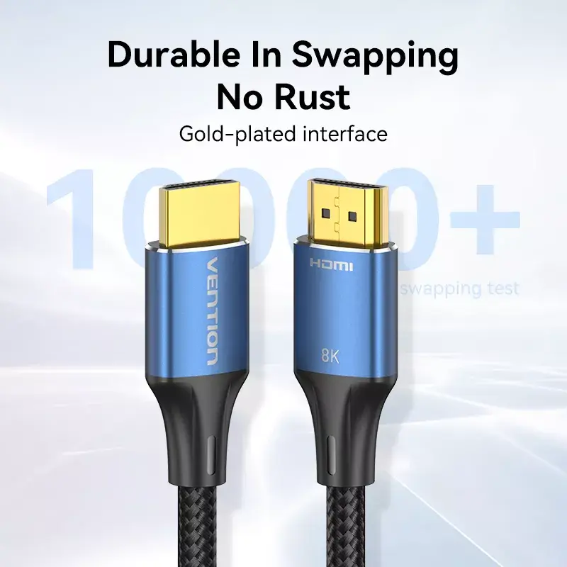 HDMI cable Vention 8K 48Gbps HDMI 2.1 Cotton Braided Male-to-Male 1 m Blue Aluminum