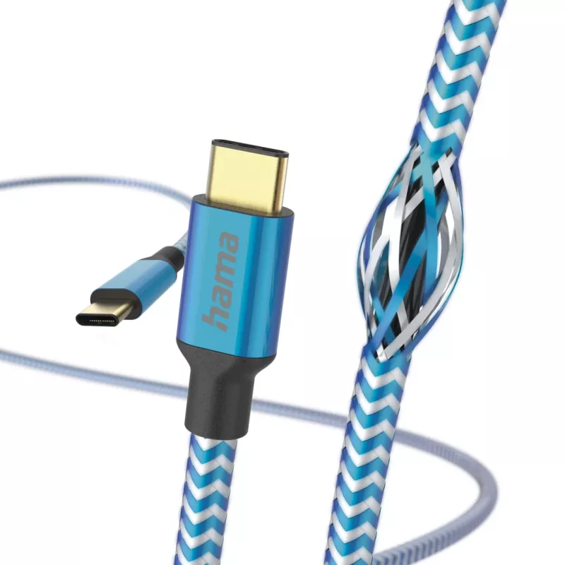 Hama Reflective USB cable USB 2.0 1.5 m USB C Blue