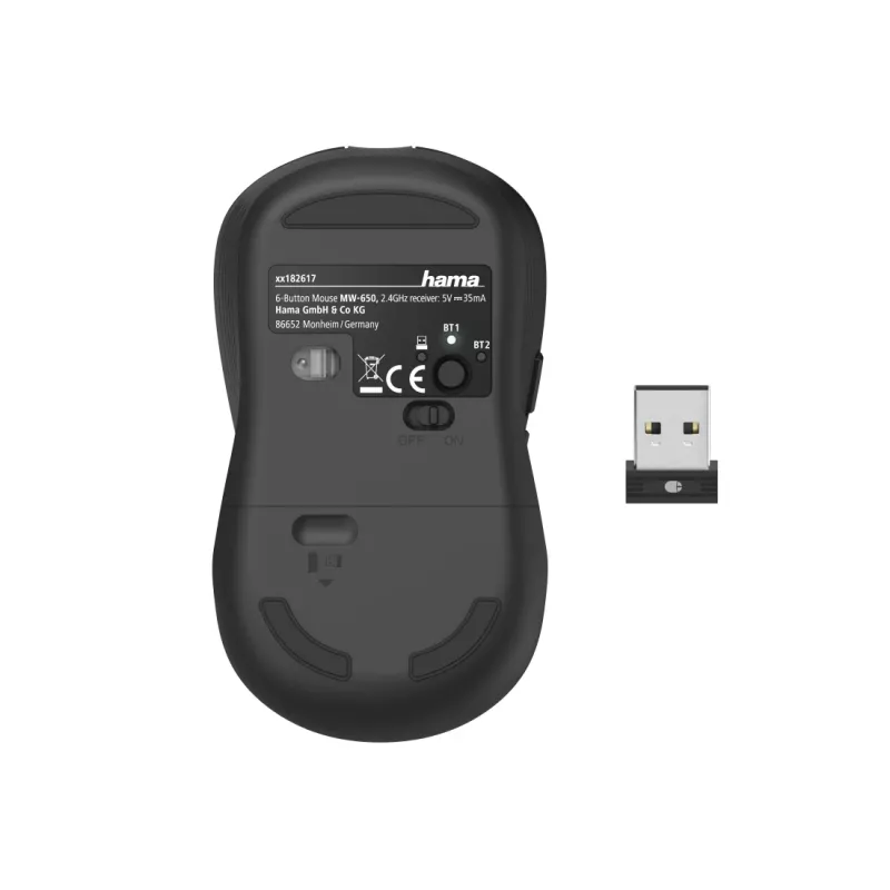 Hama MW-650 mouse Office Right-hand Bluetooth + USB Type-A Optical 2400 DPI